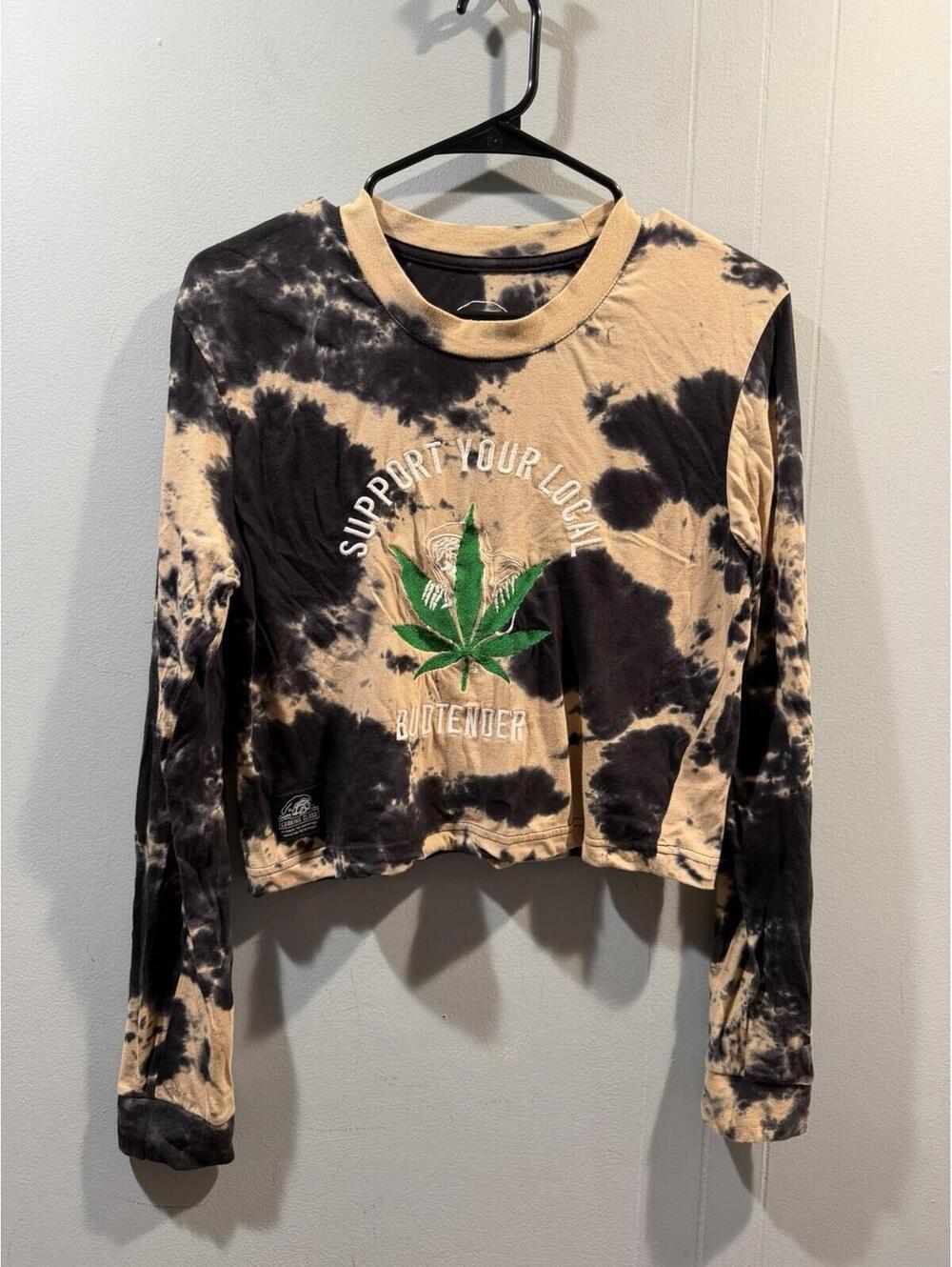 Womens Lurking Class Long Sleeve Crops Size Small Tie Dye Support Your Local
